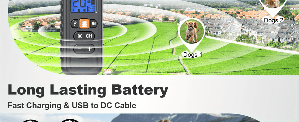 Dog Training Collar with Remote 3300ft Range Rechargeable E-Collar for 1 2 3 Dogs 5-120 Lb Beep Vibration Safe Shock Waterproof for Small Medium Large Breeds Off-Leash Obedience
