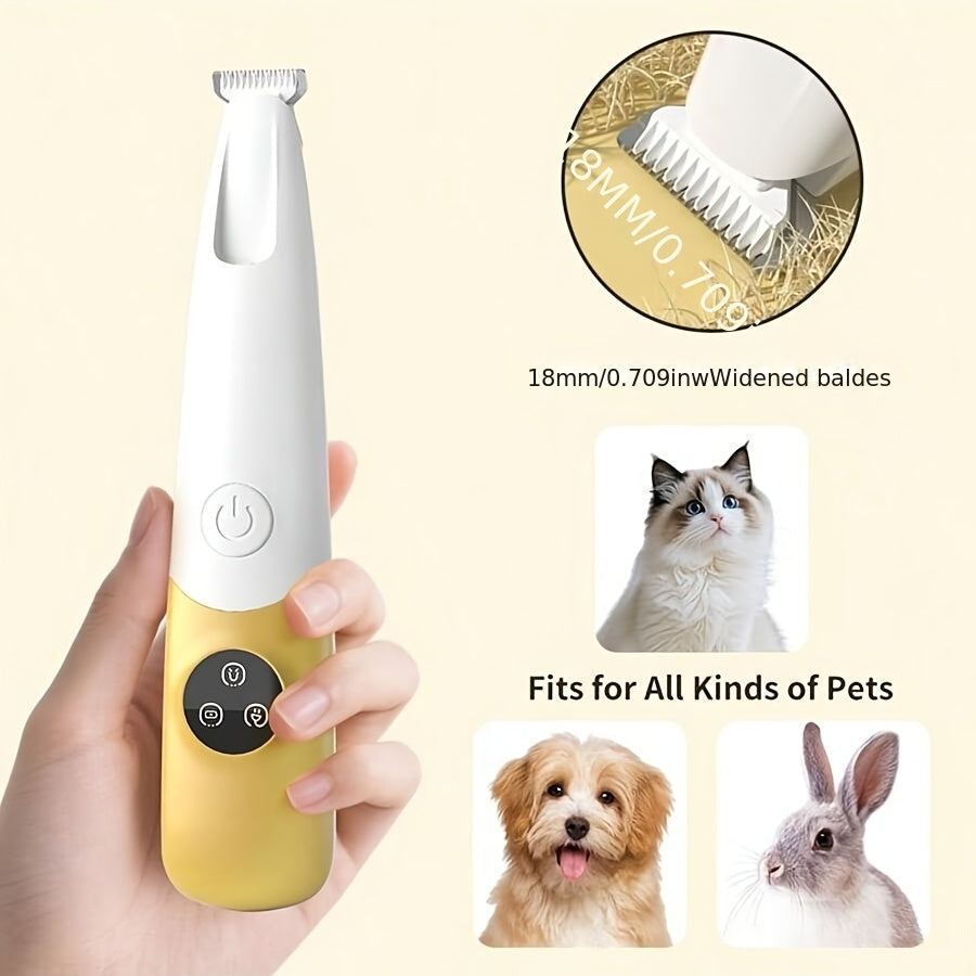 Cordless Quiet Dog Paw Trimmer with LED Light Low-Noise Rechargeable Pet Hair Clipper for Paws Face Ears Small Dogs Cats Professional At-Home Grooming Tool