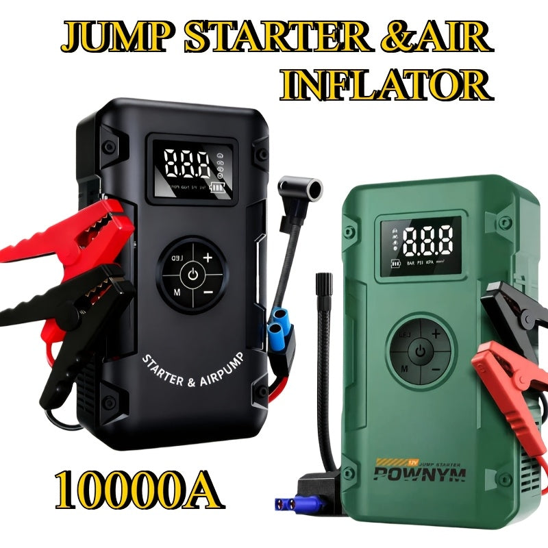 10000A Car Jump Starter 7-in-1 with 150PSI Air Pump – Portable Battery Booster for Gas Up to 10L & Diesel Up to 8L, Power Bank, Vehicle Emergency Kit