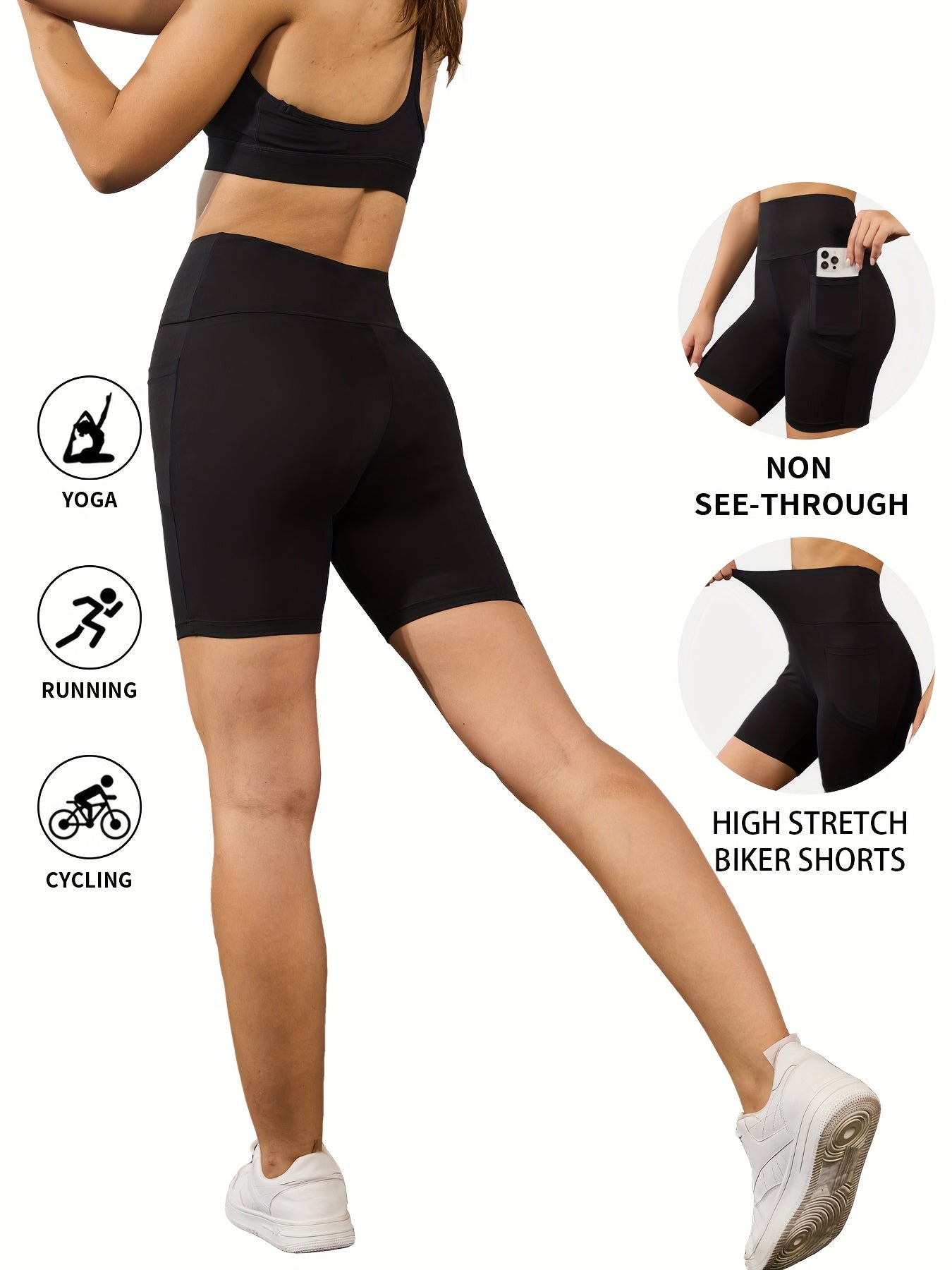 Women's High Waisted Biker Shorts 5 Pack with Pockets | Tummy Control No See-Through | 6" Inseam Workout Running Yoga Athletic Shorts | Soft Stretch | XS-XXL | Mixed Colors