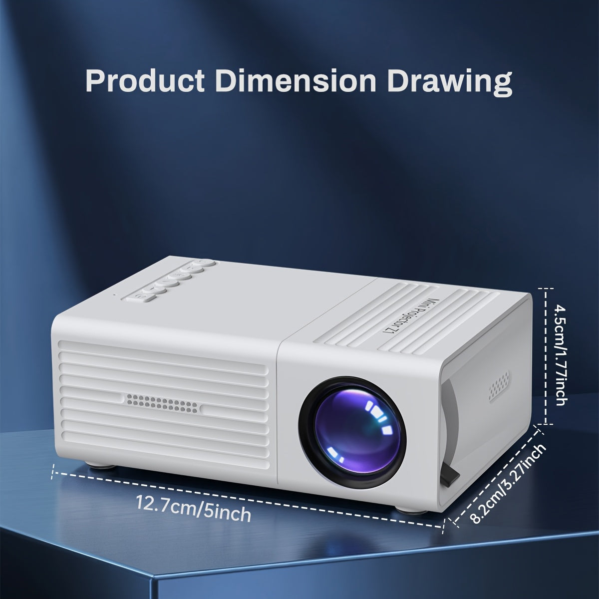 Portable Projector 1080P Supported 1280x720 Native Resolution USB Plug-and-Play Wireless Remote Control Modern Style Home Theater Bedroom Outdoor Movie Projector