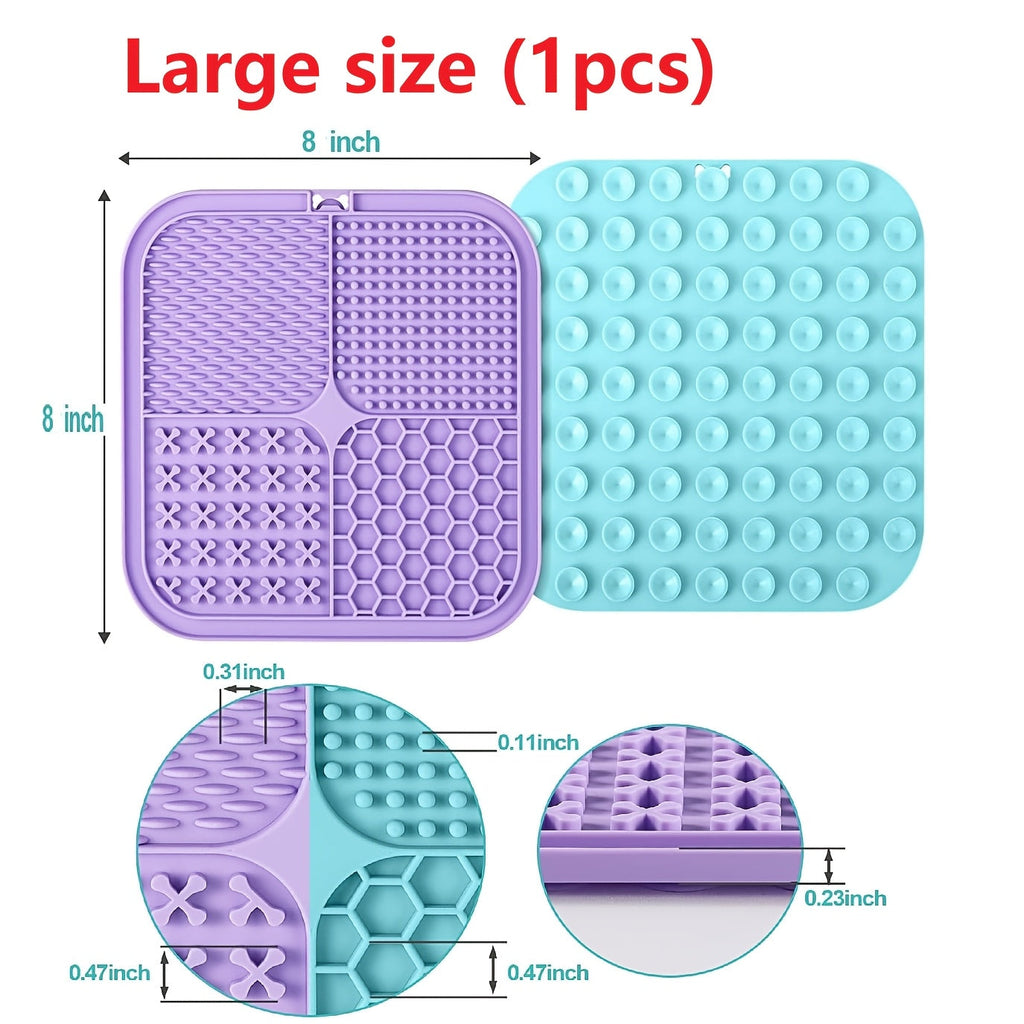 Licking Mat for Dogs and Cats with Suction Cup Slow Feeder Pad Bath Time Boredom Anxiety Relief Peanut Butter Treat Lick Mat 1 2 4-Pack