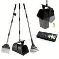 Heavy Duty Dog Pooper Scooper Set with Swivel Bin, Rake & Spade – Long Handle No-Bend Pet Waste Removal for Grass, Dirt & Gravel, 40 Waste Bags Included, Large Dogs