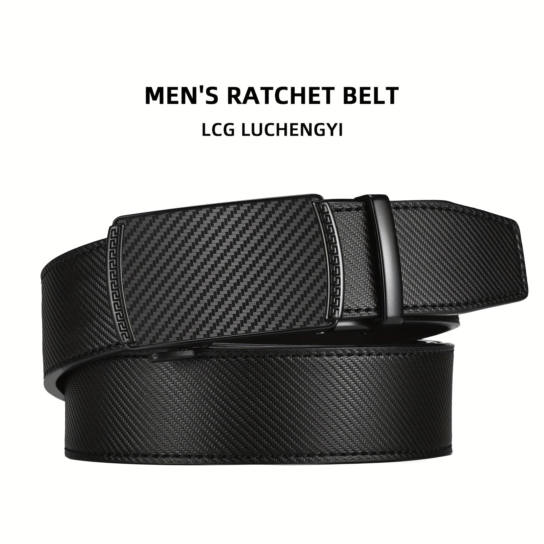 Men's Leather Slide Ratchet Dress Belt with Automatic Click Buckle – Zinc Alloy Buckle, Adjustable 28"-46" Waist, 8 Styles, Business Formal Belt, Perfect Gift for Husband, Father's Day & Christmas