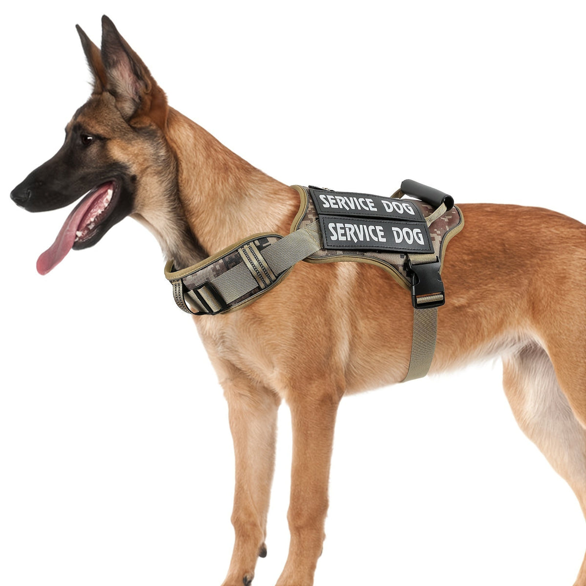 Tactical MOLLE Dog Harness No-Pull Adjustable Reflective Vest with Control Handle – Service Dog Training Harness for Safe Walking, No Pulling Tugging or Choking, S/M/L