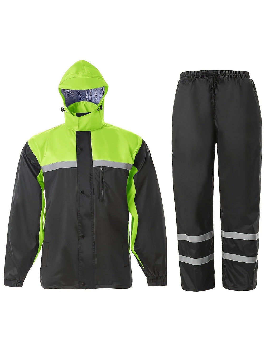 Men's High Visibility Reflective Rain Suit – Waterproof Rain Jacket & Pants Set for Work, Fishing, Farming, Motorcycle, Outdoor Sports – Hi-Vis Safety Rainwear for Men, Sizes S-XXL