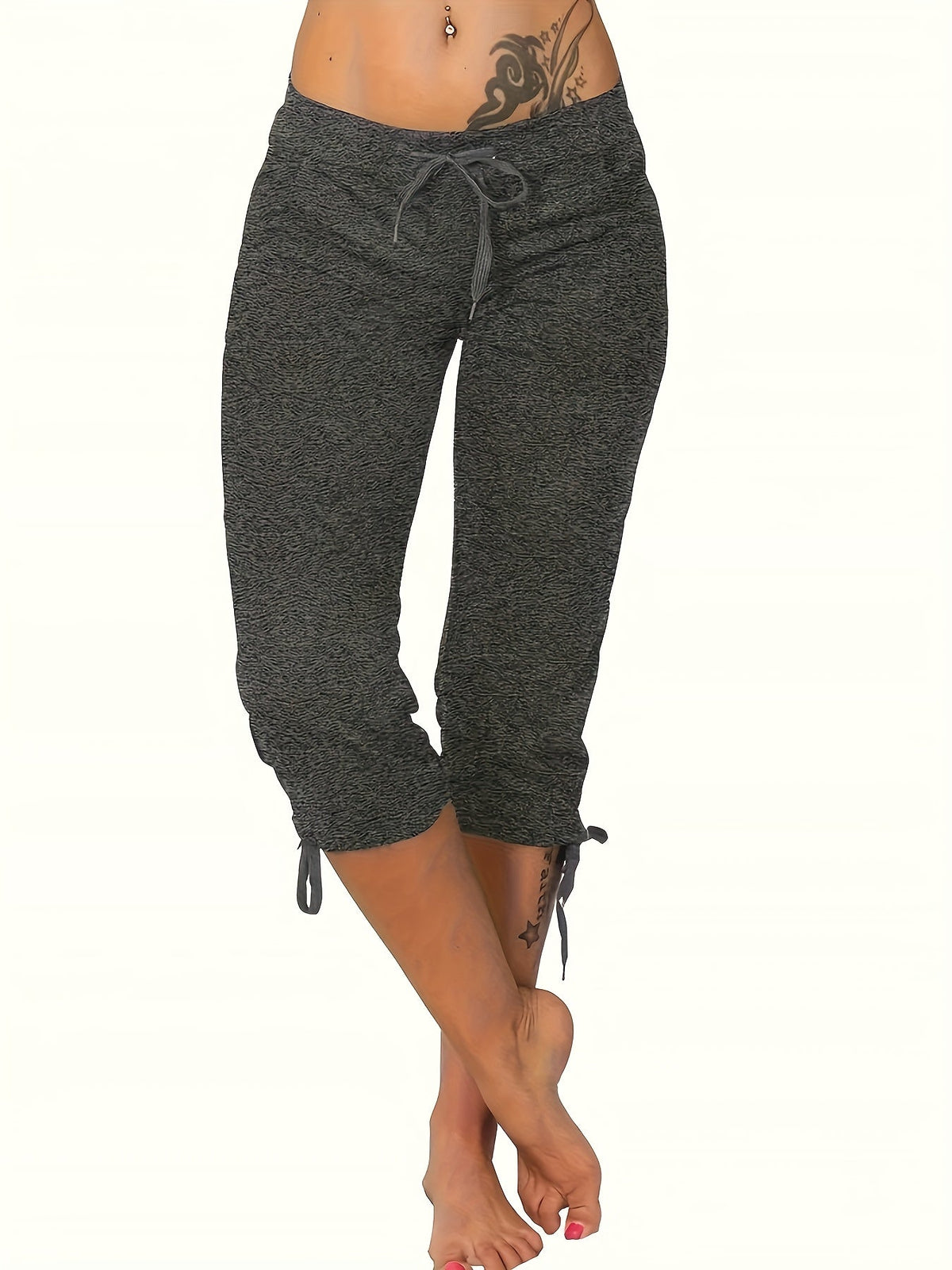 Women's Lightweight Cropped Trousers 4-Pack – Drawstring Waist Loose Fit Capri Pants, Casual Breathable Summer Bottoms for Women, Sizes S-XXL, Multiple Color Sets