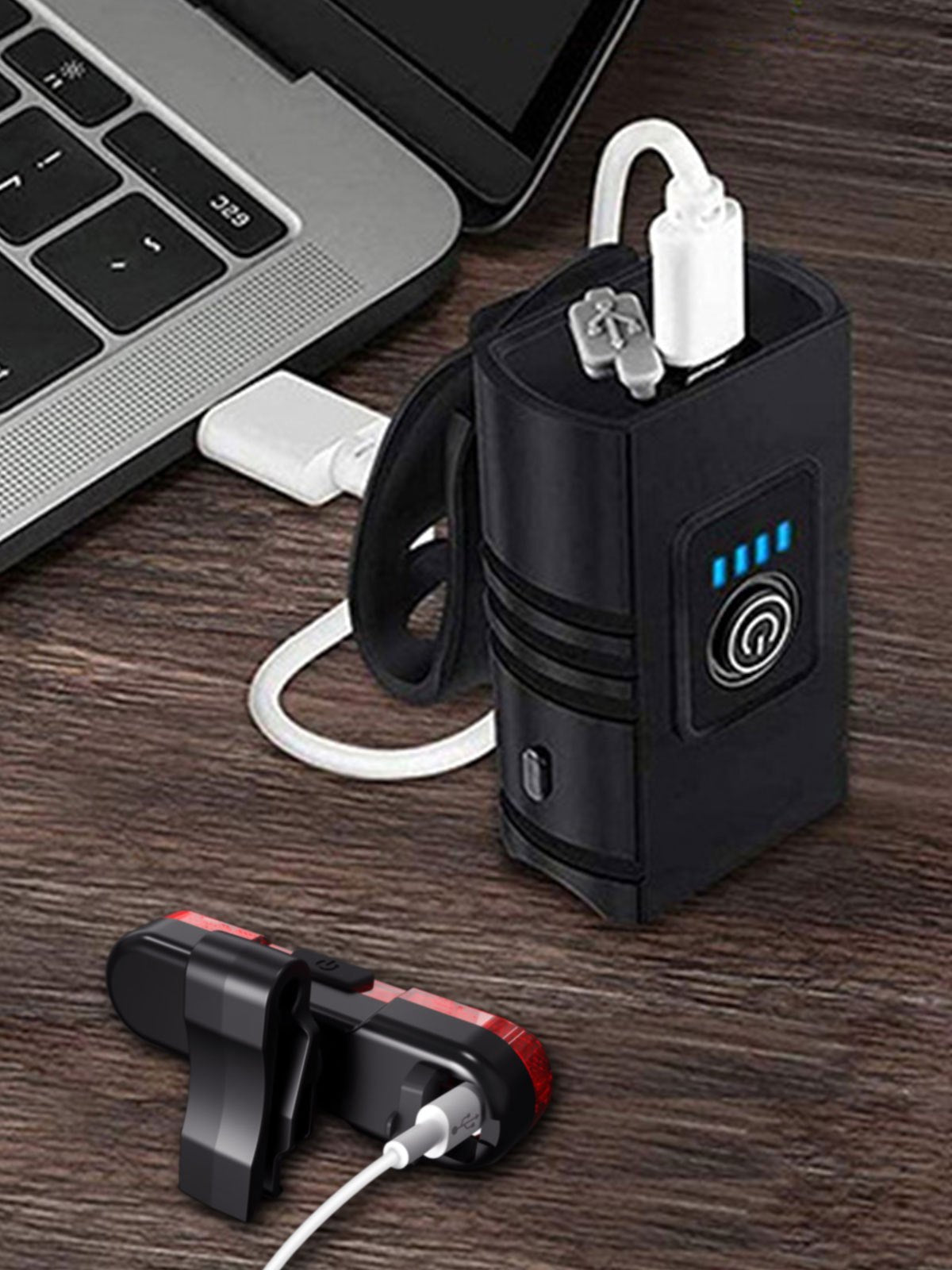 USB Rechargeable LED Bike Light Set with Whistle – 1500 Lumen Front Headlight & Rear Taillight, 6+4 Modes, LED Power Display, Portable Safe Night Cycling Light for Road Mountain Commuter Bike