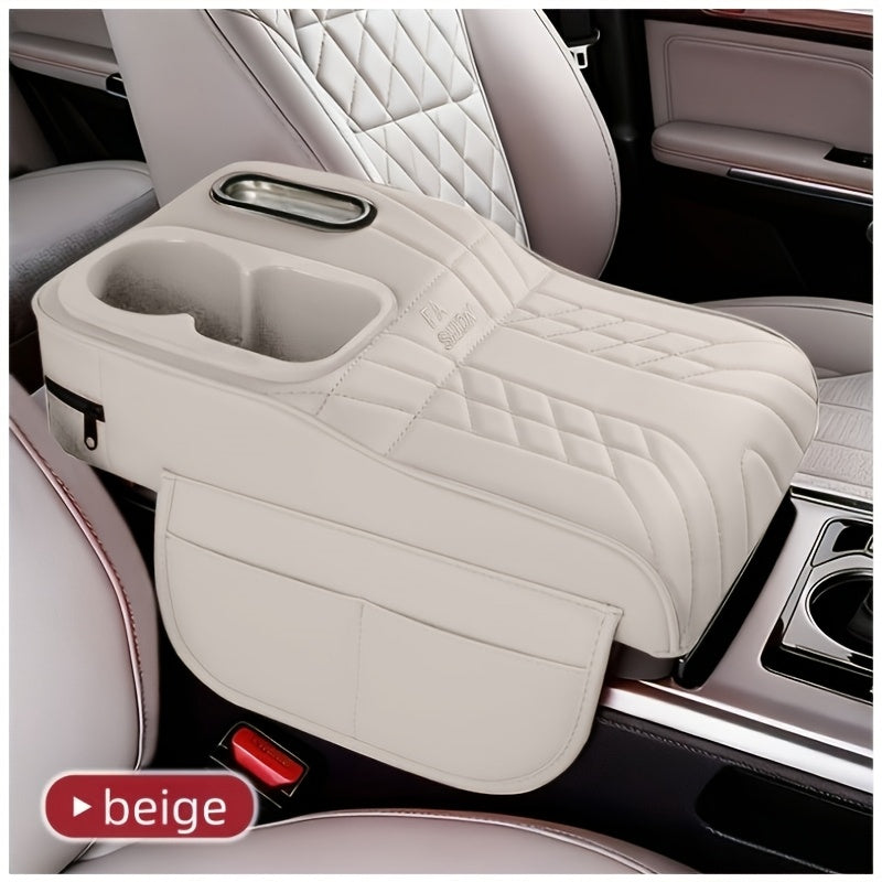 Car Center Console Tray Organizer with Raised Design Tissue Box Cup Holder Non-Slip Storage Mat Black Orange Red Brown Beige