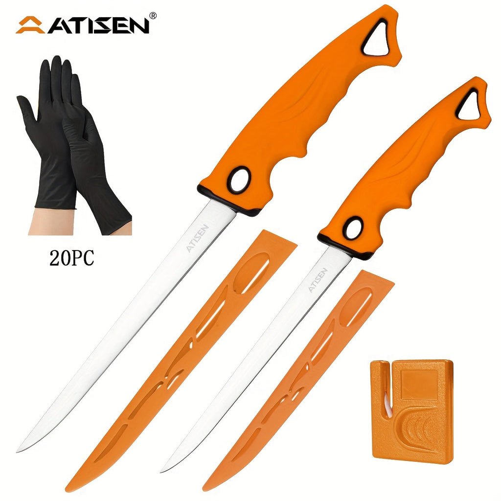 Fishing Knife Set 7/23/104/107-Piece – Stainless Steel Fillet Boning Gutting Knives with Line Cutter Camping Cutting Carving Tool Kit for Freshwater Saltwater Fishing Fisherman Gift for Men