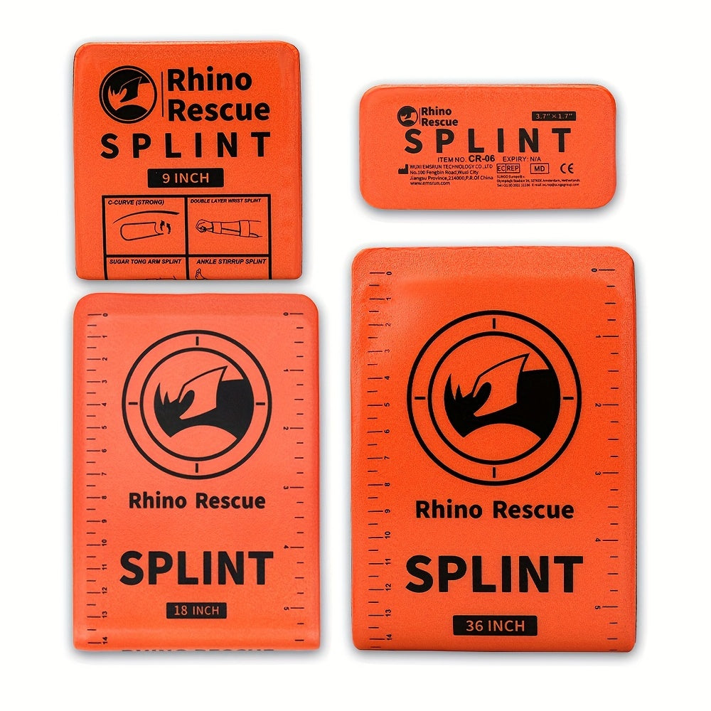 Emergency Aluminum Foam Splint Set 4pcs - Rollable First Aid Splints for Finger Wrist Arm Leg Injuries Camping Hiking Survival Kit