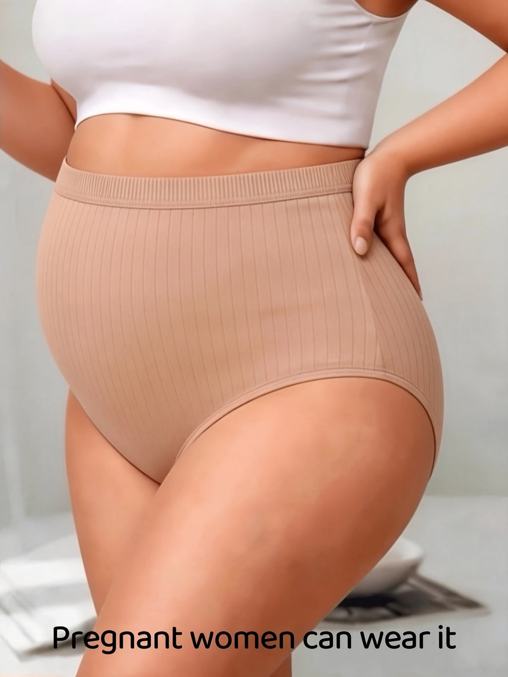 6-Pack Ribbed Thong Panties – Women's Soft Breathable Mid-Waist Triangle Underwear, Rib-Knit Texture, Solid Colors, Maternity-Friendly Everyday Panties
