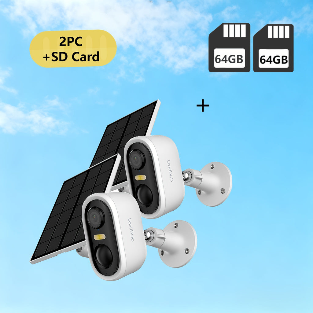 Solar Powered Outdoor Security Camera 3MP 1296P FHD – Wire-Free AI Motion Detection Spotlight IP65 Weatherproof Color Night Vision Two-Way Audio WiFi CCTV with Cloud & SD Storage
