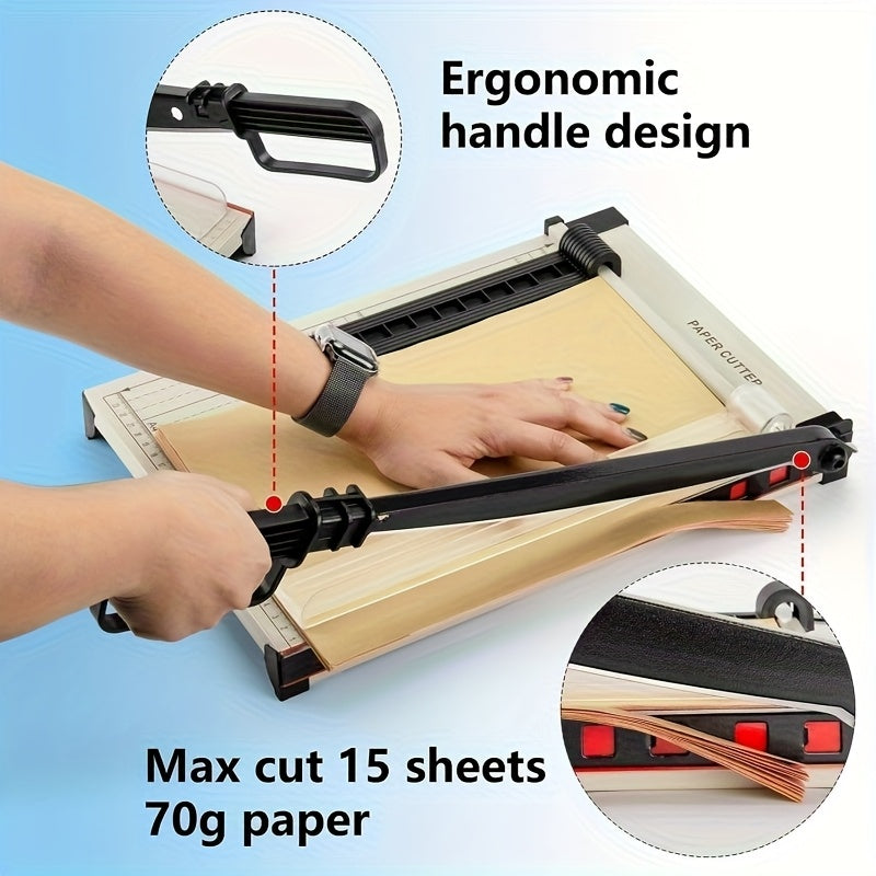 12 Inch Heavy-Duty Guillotine Paper Cutter Trimmer Safety Guard Corner Rounder Laser Grid Non-Slip Base White Photos Cardstock Scrapbook Office Craft Cutting Tool