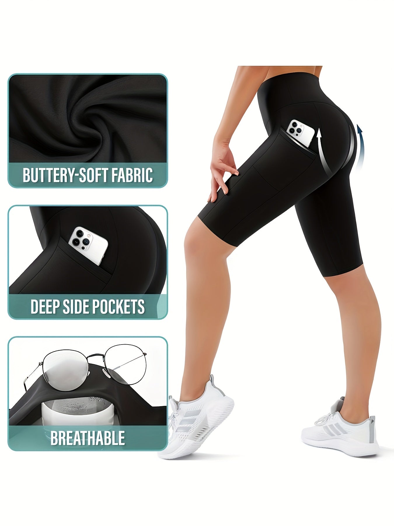 High Waist Tummy Control Biker Shorts for Women with Pocket – Stretch Knit Polyester Athletic Shorts for Gym, Yoga, Running & Cheerleading, Sizes XS–XXL, Burgundy & Navy