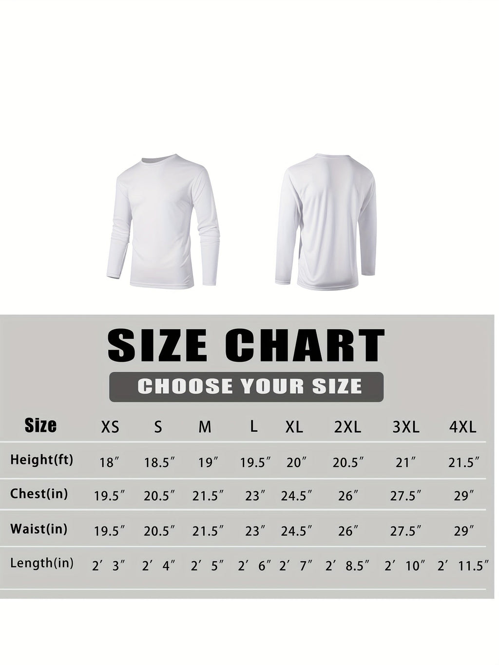Men's Long Sleeve Shirts 5 Pack – Quick Dry Moisture Wicking 100% Polyester Athletic Tee, S-3XL, Running Training Hiking Golf Casual Wear