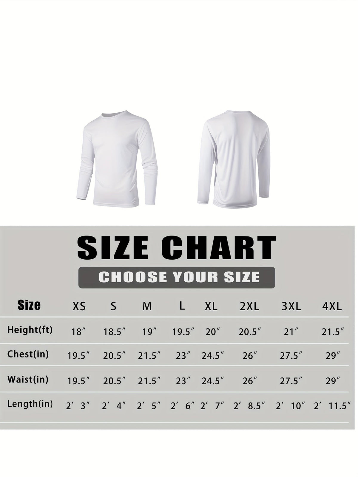 Men's Long Sleeve Shirts 5 Pack – Quick Dry Moisture Wicking 100% Polyester Athletic Tee, S-3XL, Running Training Hiking Golf Casual Wear