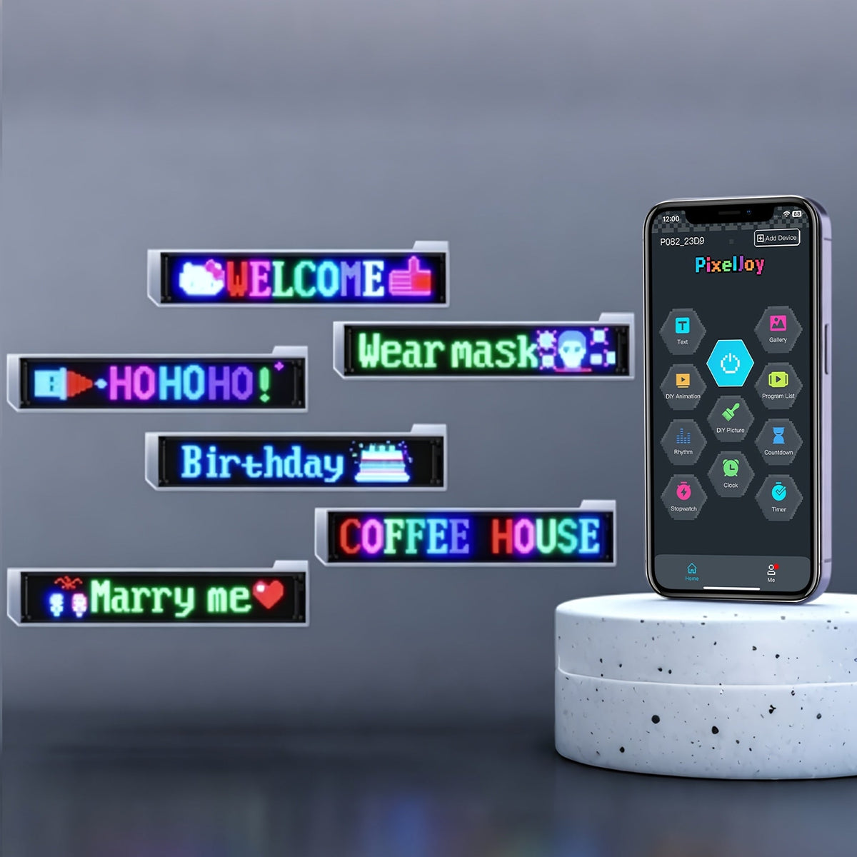 Flexible LED Matrix Panel – Bluetooth App Controlled, USB Powered, DIY Programmable Custom Text & Animation Sign for Cars, Stores, Hotels, Events & Holiday Decor – Multiple Sizes
