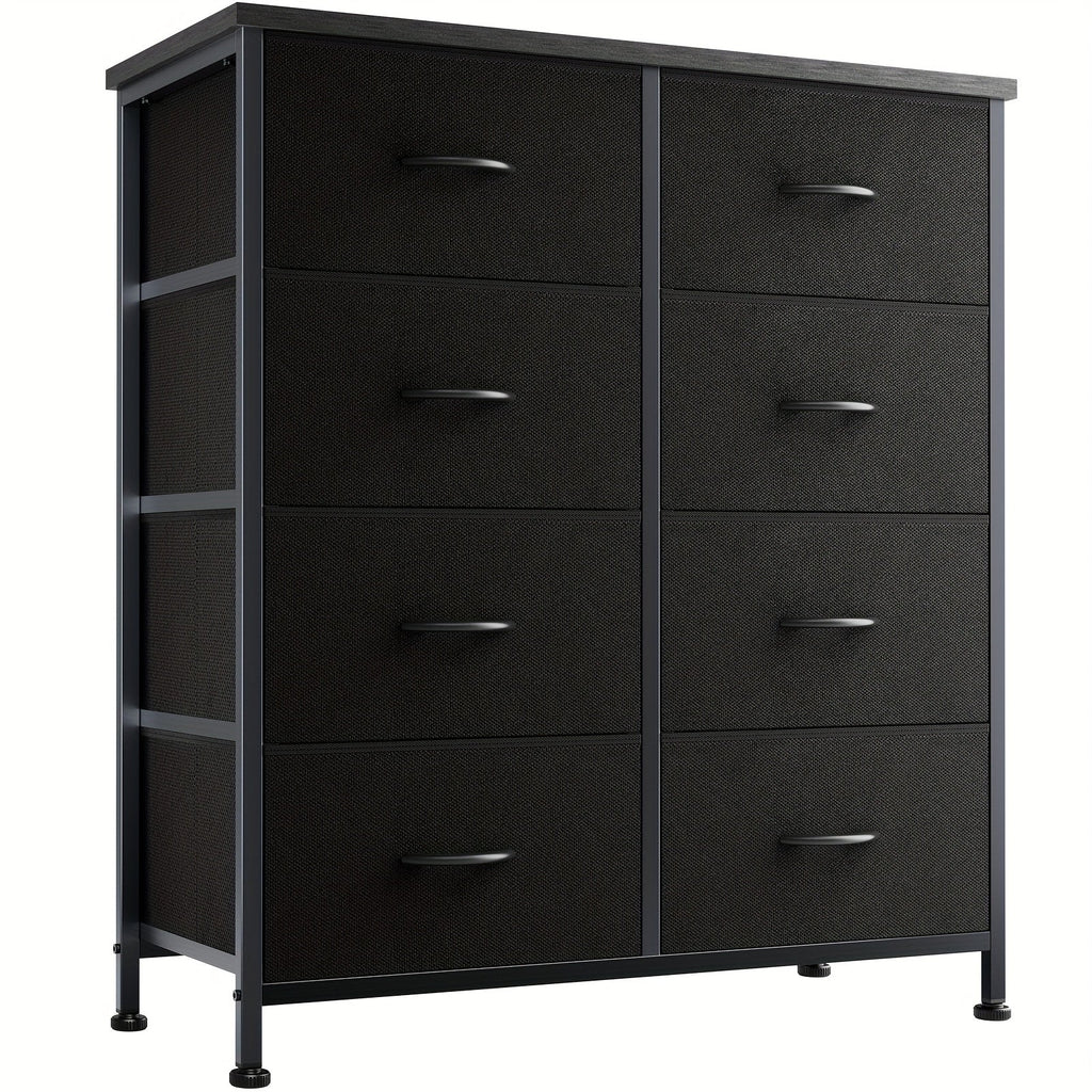 Drawer Cabinet with Metal Frame & Hardwood Top – Home Office Storage Organizer, 2 to 10 Drawers, Assembly Required – White, Grey, Black, Rustic Brown – Bedroom, Living Room & Office Filing Cabinet