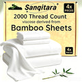 Cooling Bed Sheet Sets Bamboo Blend King Queen Full Twin – Ultra-Soft Deep Pocket Fitted Sheet for Hot Sleepers, Breathable Moisture-Wicking Lightweight Bedding White Black Apricot Gray Navy Purple