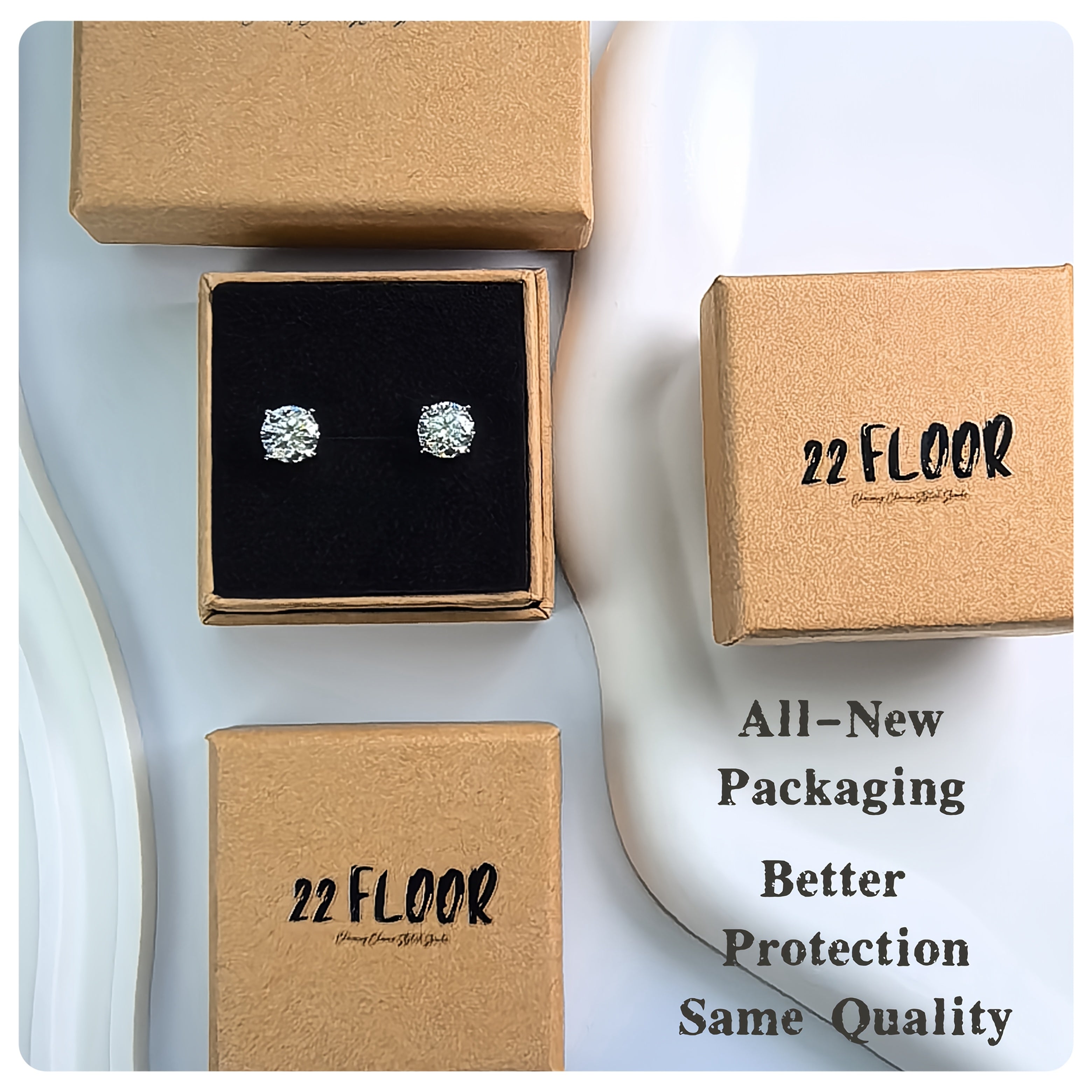 Lab Moissanite Stud Earrings D Color VVS1 Clarity – Brilliant Round Cut 18K Gold Plated 925 Sterling Silver, 1CT 2CT 4CT 6CT, Jewelry Box Included, Gift for Women Girls