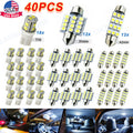 40PCS Car LED Interior Bulb Kit T10 W5W 31mm 42mm Festoon 6000K Cool White 12V No Error Map Dome Door Trunk Courtesy Reading Light Replacement Set for Cars Trucks SUVs
