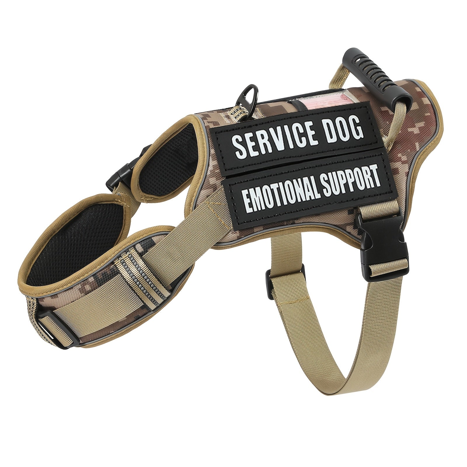 Tactical MOLLE Dog Harness No-Pull Adjustable Reflective Vest with Control Handle – Service Dog Training Harness for Safe Walking, No Pulling Tugging or Choking, S/M/L