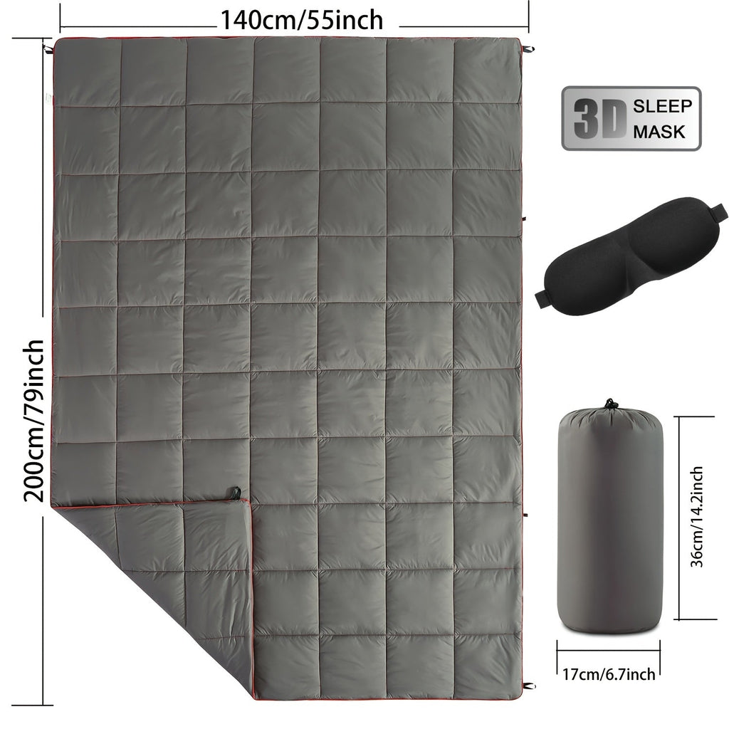Outdoor Puffy Camping Blanket 55x79 Inch Lightweight Down Alternative Ultra Warm Hammock Top Quilt – Printed Camping Blanket for Traveling, Picnic, Beach Party & Cold Weather | 140x200cm
