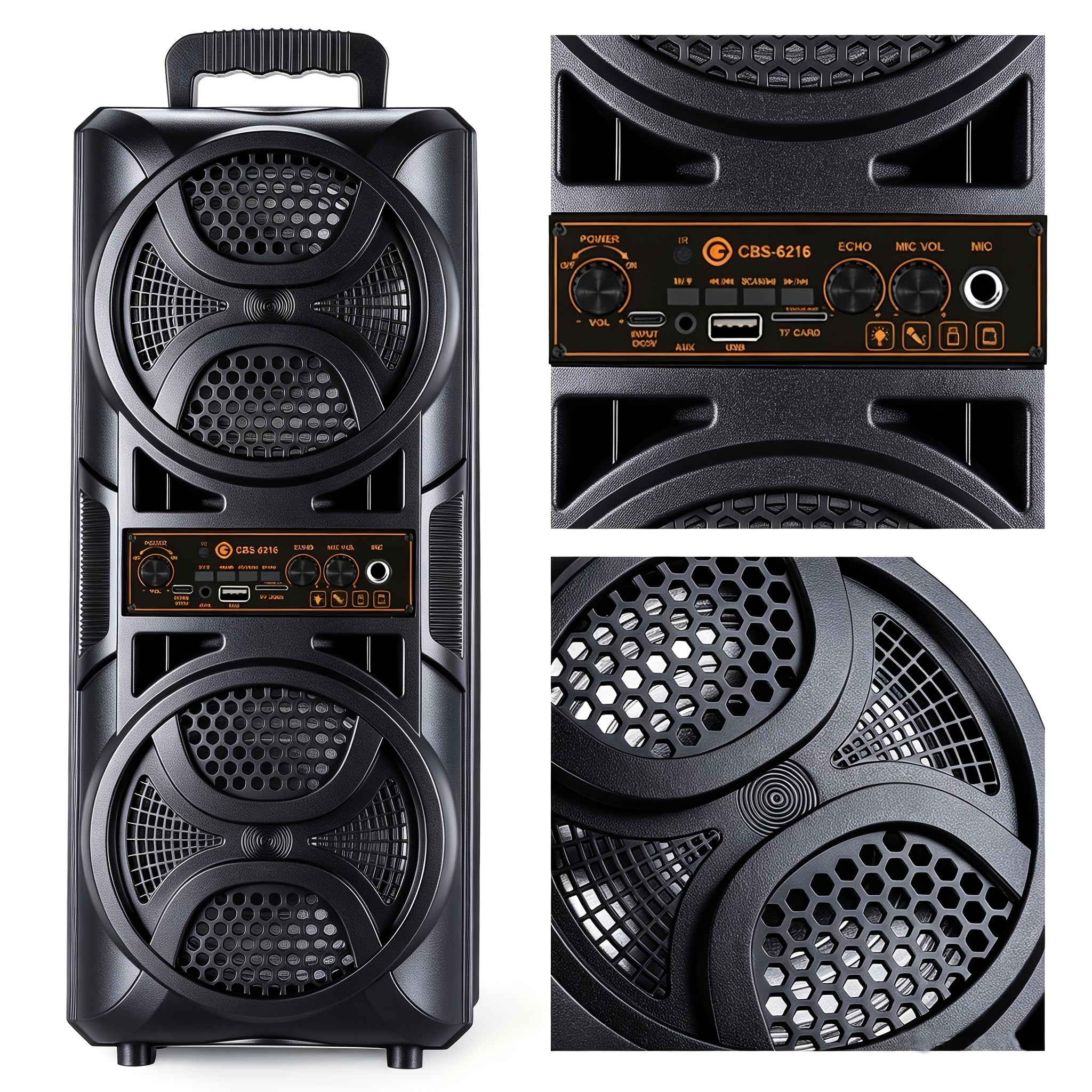 Large Bluetooth Karaoke Party Speaker with Microphone & Subwoofer – LED Light Show, BT/USB/TF/AUX/FM/TWS/EQ, Professional Party Box Speaker for Home & Outdoor Events