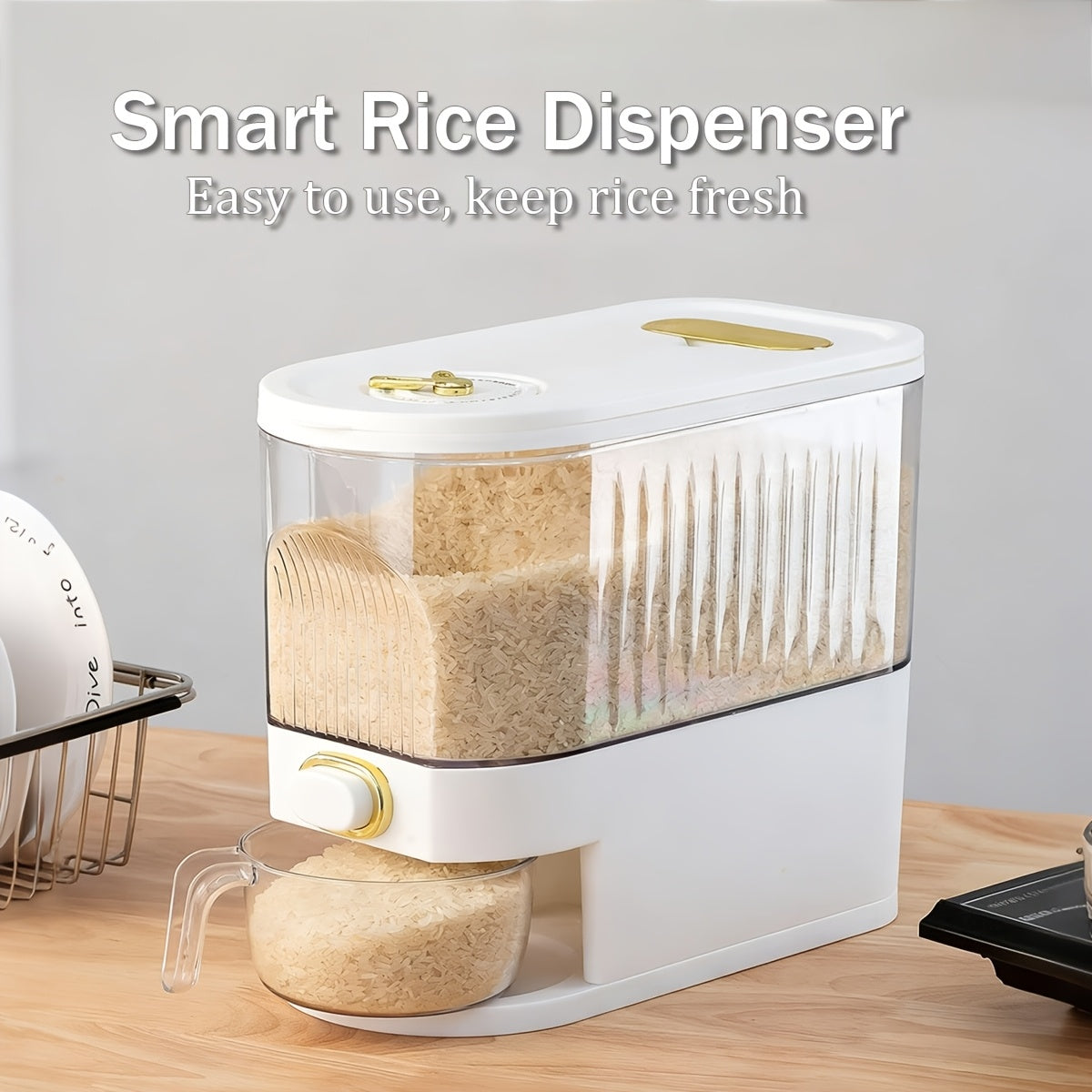 Large Capacity Food Storage Container 11/22 lbs Airtight Sealed Tank, BPA-Free Plastic Bulk Storage for Rice Grains Nuts, Kitchen Cabinet Pantry Organizer with Lid – 5KG/10KG Options