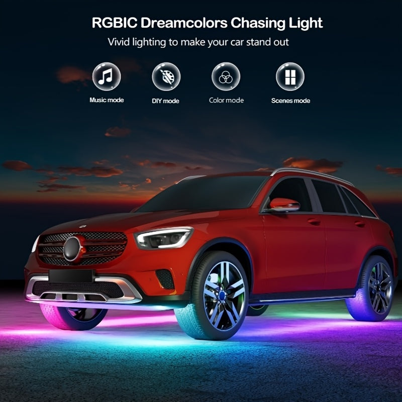 Car LED Underglow Atmosphere Light Kit App Wireless Control - Multiple Scene Modes 2 Strips 23.62 x 35.43 Inch Interior Exterior Decorative RGB Lighting for Cars Trucks SUVs