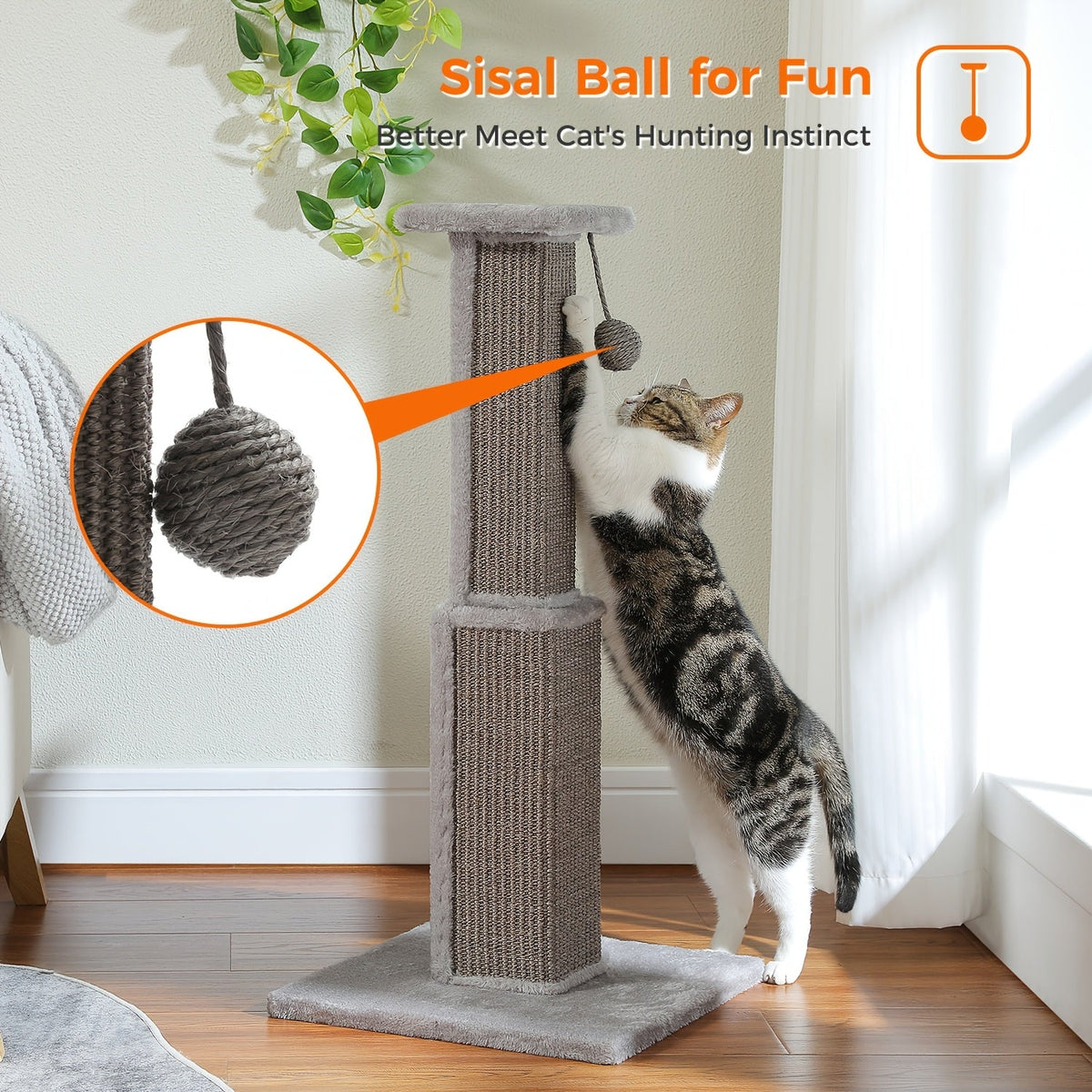 Multi-Tier Cat Tree Tower with Sisal Scratching Post Hanging Toys Sturdy Cat Climbing Activity Center for Indoor Cats Kittens Energetic Breeds Available in Grey Black Beige Brown Green