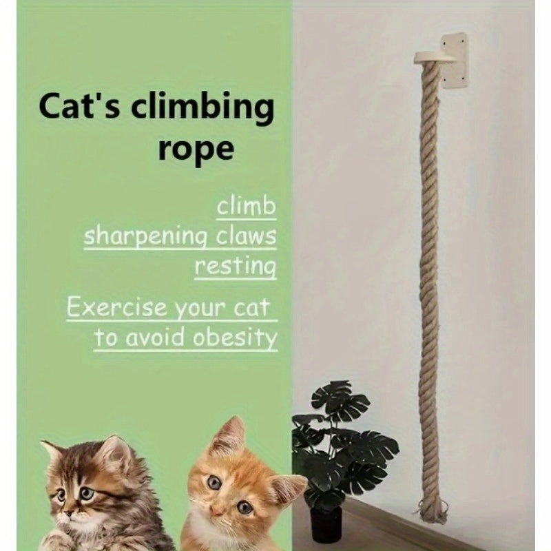 Wall Mounted Cat Tree 60 Inch Jute Climbing Rope Space-Saving Cat Wall Furniture with Scratching Post Large Ladder Resting Platform Indoor Cat Activity Set for Exercise Play