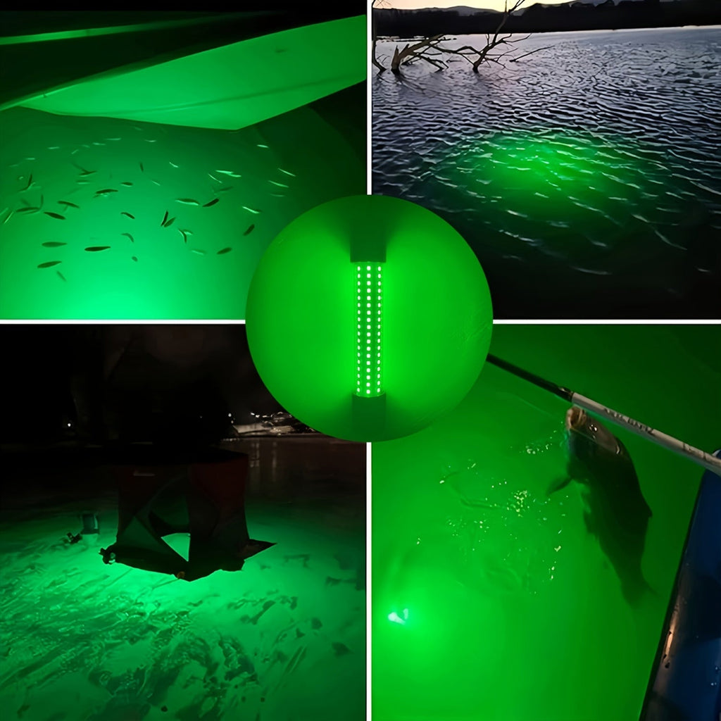 USB 126 LED Underwater Fishing Light with 5M Cord – Night Fish Attractor for Boat, Dock, Kayak & Ice Fishing, Green & White Light Options, Submersible USB Powered Fish Finder Lamp