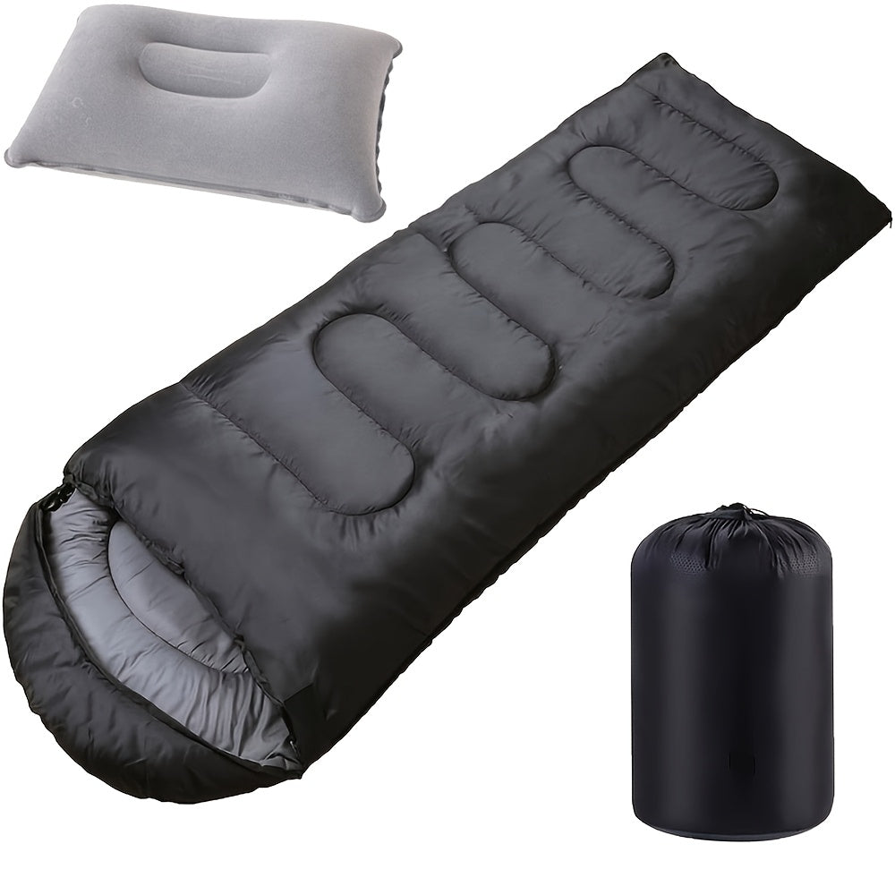 Camping Sleeping Bag 3 Season with Pillow & Compression Sack – Lightweight Sleep System for Adults, Hiking Backpacking Travel & Emergency Use, 4 Colors Available