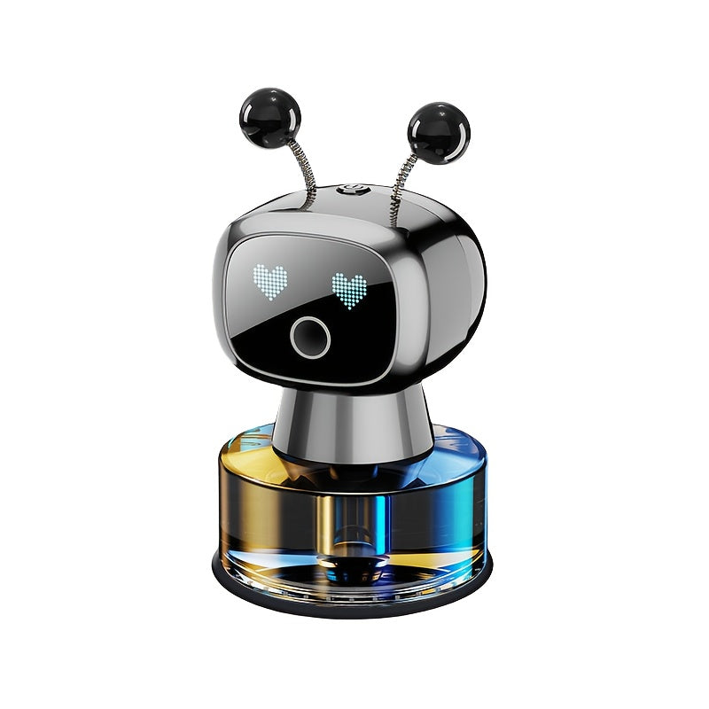 Robot Smart Car Air Freshener USB Rechargeable Auto Spray AI Expression Display 4 Scent Levels Adjustable Automatic Fragrance Diffuser Car Decoration Gift