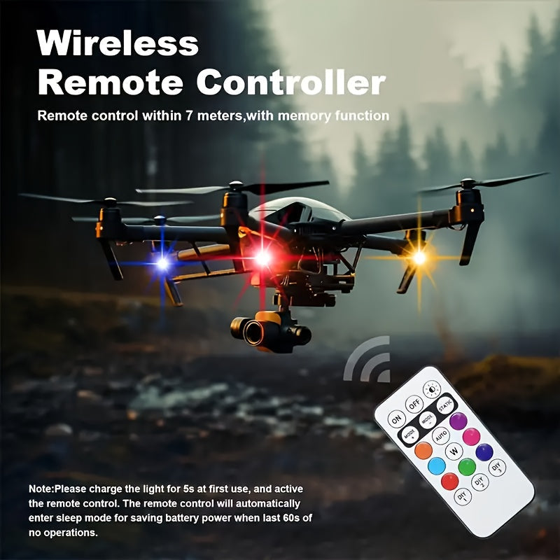 Wireless LED Strip Lights 8 Color Anti-Collision Warning Light Remote Control USB Rechargeable Waterproof for Car Motorcycle Drone Bicycle Night Visibility Safety 4-Pack 6-Pack