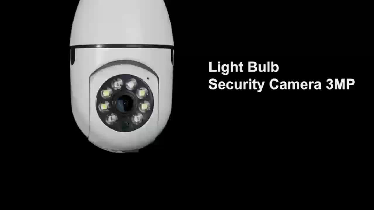 3MP Light Bulb Security Camera WiFi 2.4GHz – E26/E27 Socket 1080P Full Color Night Vision 360° Pan Tilt Two-Way Audio Motion Detection Cloud & TF Storage Indoor Home Security Camera 1 2 Pack