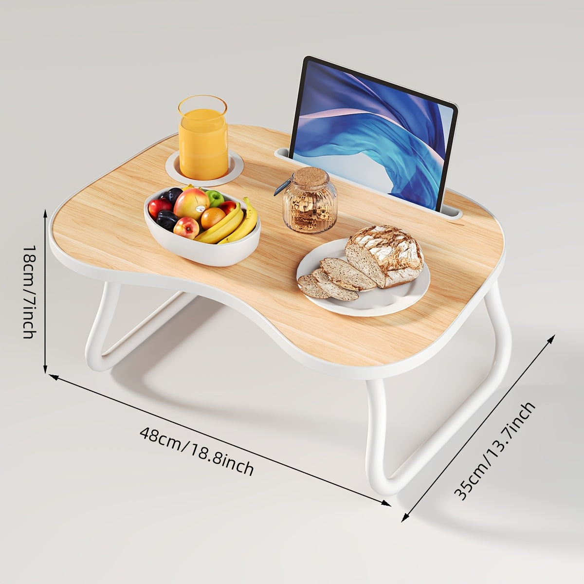 Foldable Laptop Desk Portable Bed Desk with Cup Holder Tablet Slot Fiberboard Lap Desk for Work Study Drawing Gaming Dining in Bed Sofa Floor Black and Walnut Home Office Gift