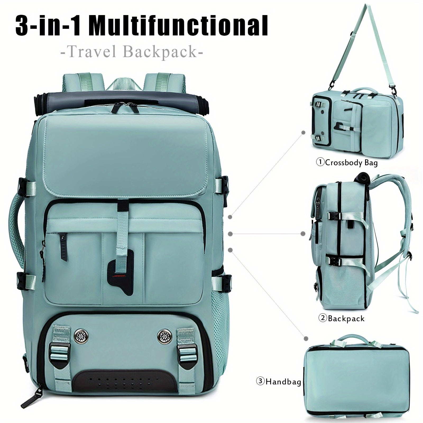 Large Laptop Backpack with Shoe Compartment – Multi-Functional Travel Backpack for Men & Women, Business, College & Carry-On Bag with USB Charging Port, Waterproof, Fits 15.6" Laptop