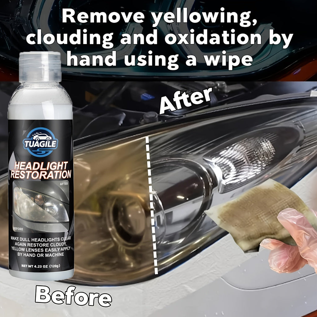 Headlight Restoration Kit UV Protective Coating Spray – Chemical Formula Removes Yellowing Oxidation & Haze, Restores Foggy Cloudy Headlights to Crystal Clear Brightness for All Cars