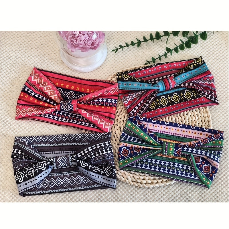 8pcs Wide African Turban Headbands for Women – Boho Paisley Anti-Slip Elastic Headwraps Moisture-Wicking 95% Polyester Sports Yoga Running Daily Wear Machine Washable Hair Accessories Gift Set