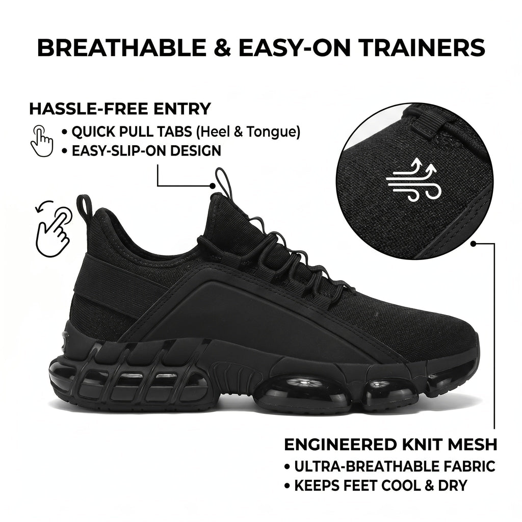Men's Lightweight Breathable Running Shoes, Low-Top Road Training Sneakers with Rubber Sole & Lace-Up Closure, All-Season Comfort Athletic Footwear for Gym, Training & Casual Wear - White, Black, Blue, Khaki