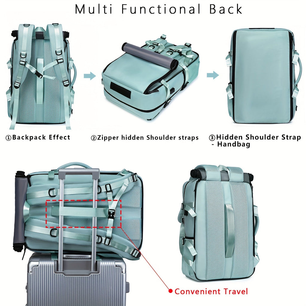 Large Laptop Backpack with Shoe Compartment – Multi-Functional Travel Backpack for Men & Women, Business, College & Carry-On Bag with USB Charging Port, Waterproof, Fits 15.6" Laptop