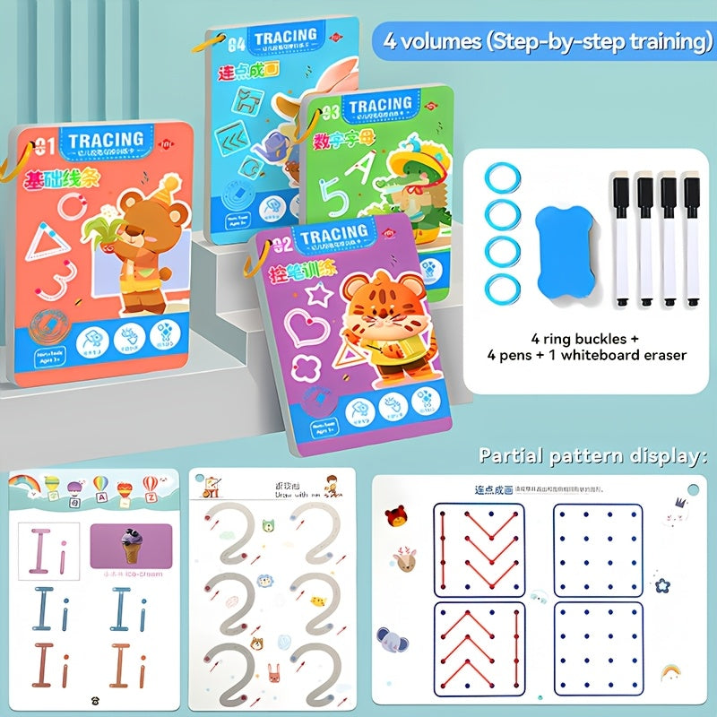 Magic Practice Copybook for Kids 128 Pages Reusable Pen Control Training Number and Letter Writing Tracing Workbook Handwriting Practice Book Kindergarten Preschool Ages 3 to 8