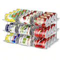 Pantry Can Organizer Rack 3-Tier Stackable – Holds 36 Cans, Auto-Rolling Transparent PET Can Storage Rack for Kitchen Pantry, Garage, Dorm & Closet, Tool-Free Assembly, Fits Soda Soup Vegetable Cans