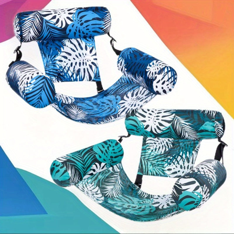 Inflatable Pool Float Chair for Adults – Leaf Design Floating Lounger with Mesh Sling Seat, 1 & 2 Pack, Portable Summer Float for Pool Beach Lake Party, 30x16x24 Inch