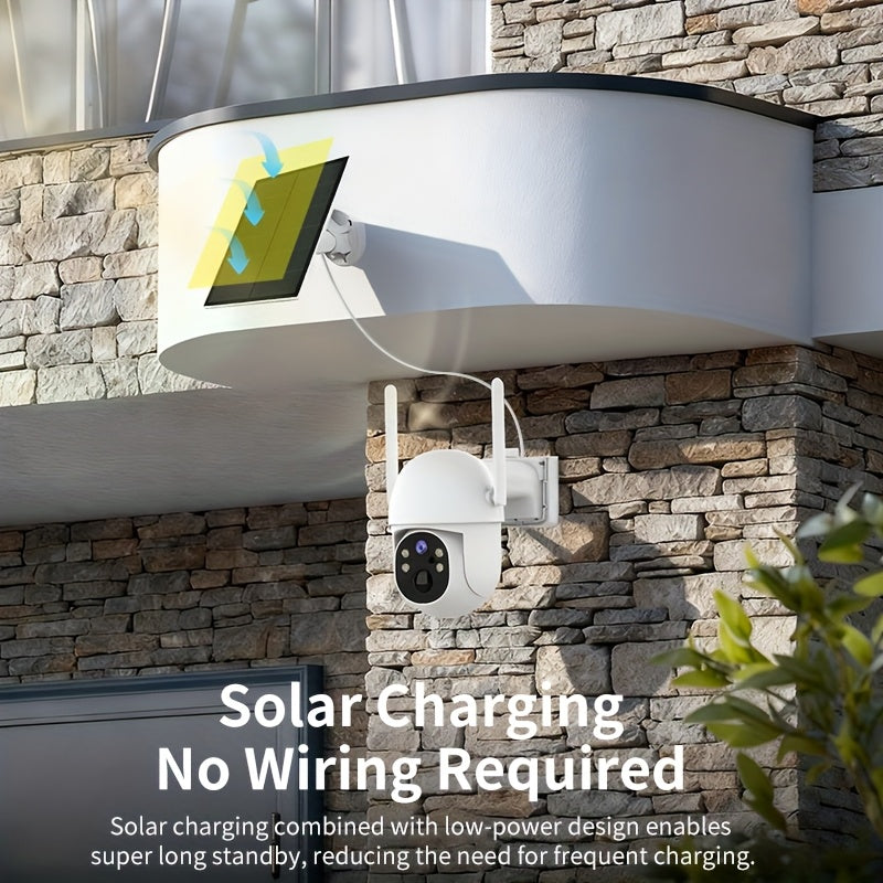 Solar Powered Outdoor Security Camera 2 Pack IP54 Waterproof – Wireless WiFi HD Color Night Vision AI Human Detection Two-Way Audio for Home, Yard & Driveway