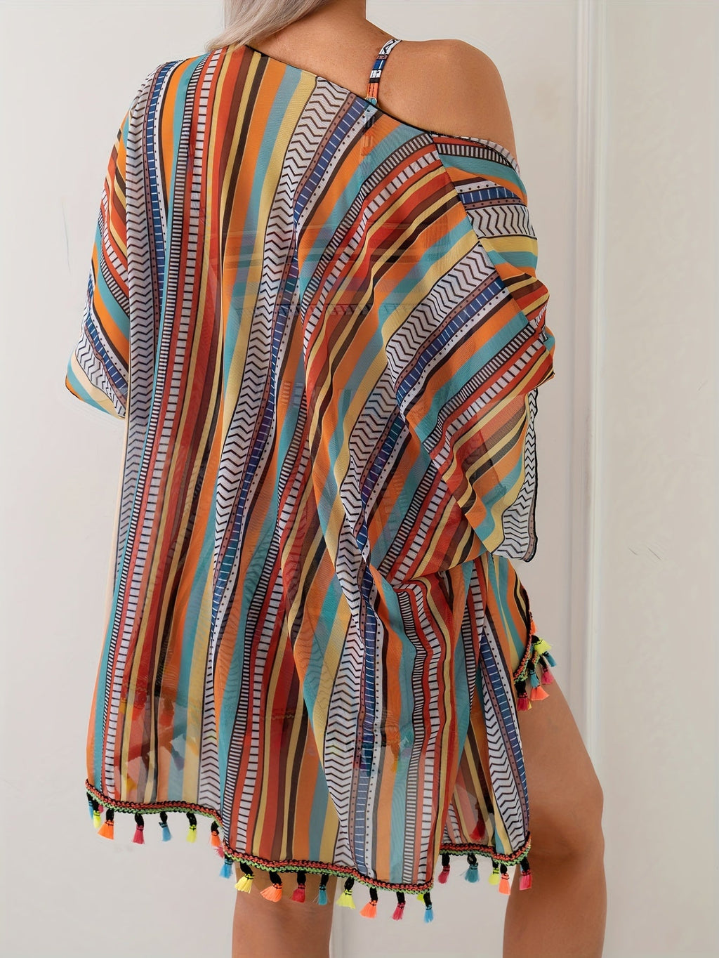 Women's 3-Piece Bikini Set Long Sleeve Cover-Up Sexy Print Stretchy Non-Transparent Polyester Beach Pool Resort Vacation Swimwear S M L XL Multicolor