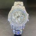 Luxury Iced Out Rhinestone Quartz Watch for Men & Women – Hip Hop Fashion Waterproof Auto Date Watch in Gold & Silver, Sparkling CZ Dial, Perfect for Parties & Everyday Wear